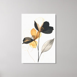 Mitternacht & Amber Bloom: Moderne Minimalistische Leinwanddruck