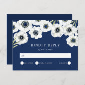 Mitternacht Anemone | Blumenhochzeit RSVP Karte (Vorne/Hinten)