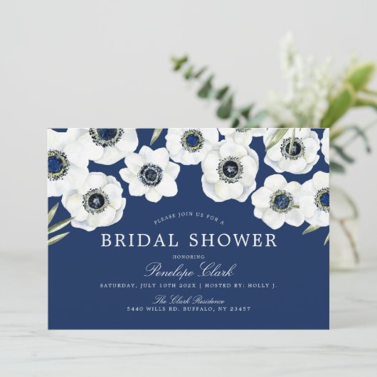 Mitternacht Anemone | BRAUTPARTY Einladung (Stehend Vorderseite)