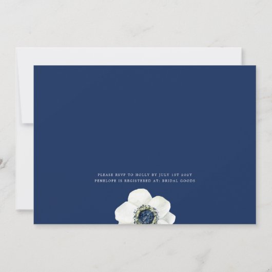 Mitternacht Anemone | BRAUTPARTY Einladung (Rückseite)