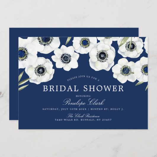 Mitternacht Anemone | BRAUTPARTY Einladung (Vorne/Hinten)