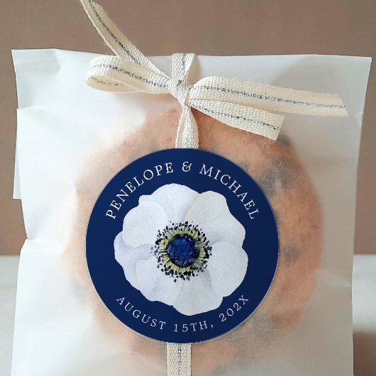 Mitternacht Anemone | Save the Date Hochzeit Runder Aufkleber