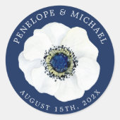 Mitternacht Anemone | Save the Date Hochzeit Runder Aufkleber (Vorderseite)