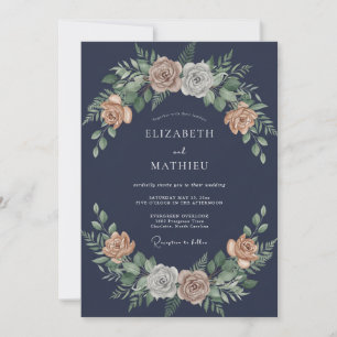 Mitternacht-Apricot-Petal-Hochzeit Einladung