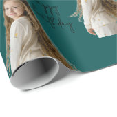 Mitternacht Aquamarin & benutzerdefiniert Geburtst Geschenkpapier (Rolleneckpunkt)