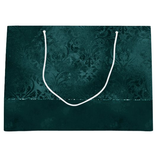 Mitternacht Aquamarin Romance | Dunkler Satiny Gru Große Geschenktüte (Vorderseite)