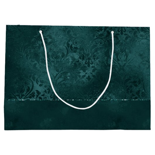 Mitternacht Aquamarin Romance | Dunkler Satiny Gru Große Geschenktüte (Rückseite)