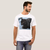 Mitternacht auf Blau (schwarze Katze) T-Shirt (Vorne ganz)