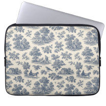 Mitternacht auf der Wiese – Blue Toile Laptop-Hüll
