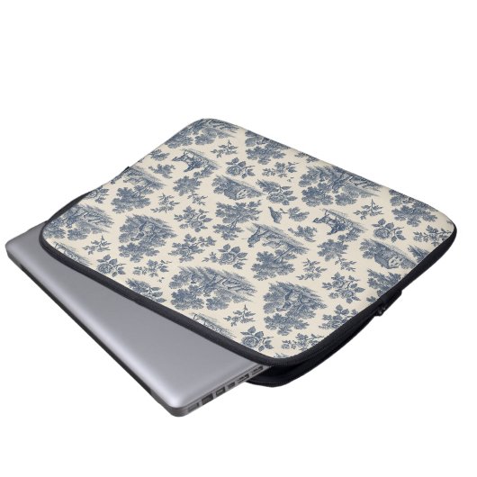 Mitternacht auf der Wiese - Blue Toile Laptop-Sieb Laptopschutzhülle (Vorne Knopf)