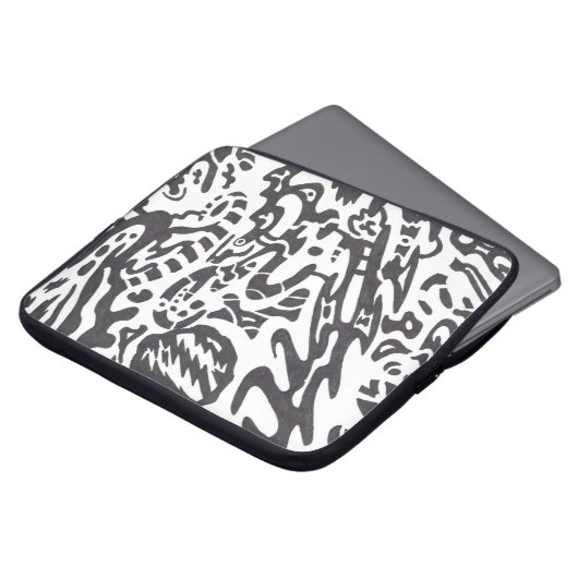 "Mitternacht" B&W Abstrakt Laptopschutzhülle (Vorne Oben)