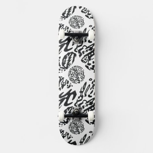 "Mitternacht" B&W Abstrakt Skateboard (Vorderseite)