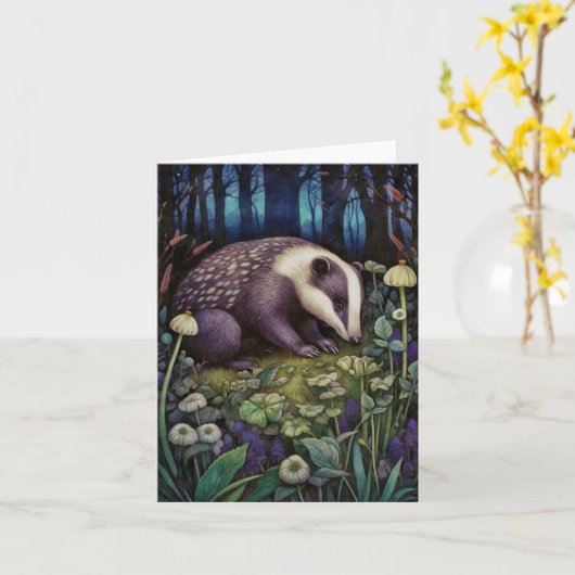 Mitternacht Badger Greeting Karte (Gelbe Blume)