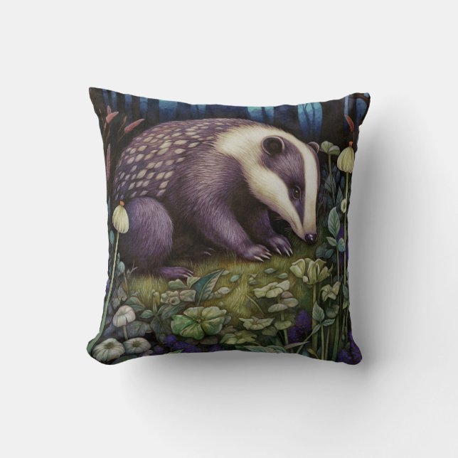 Mitternacht Badger Throw Kissen (Vorderseite)