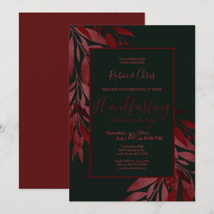 Mitternacht Berry Red Floral Striking Handfasts Einladung