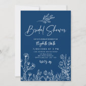 Mitternacht Blau Elegant Modernes, einfaches Braut Einladung (Vorderseite)