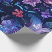 Mitternacht Blau und Rosa Blume Geschenkpapier (Ecke)