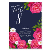 Mitternacht Blau und Rosa Hochzeit - Tischnummer (Rückseite)