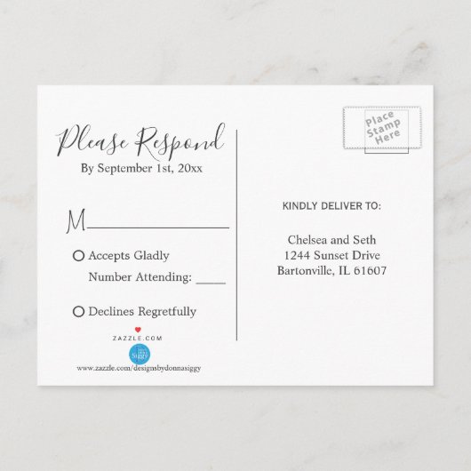 Mitternacht Blau und Rosa Hochzeit - UAWG Einladungspostkarte (Rückseite)