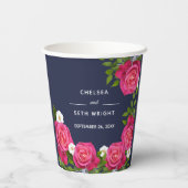 Mitternacht Blau und Rosa Rose Pappbecher (Rückseite)