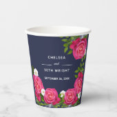 Mitternacht Blau und Rosa Rose Pappbecher (Vorderseite)