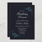 Mitternacht Blau und Türkis 30. Geburtstag Abendes Einladung (Vorne/Hinten)