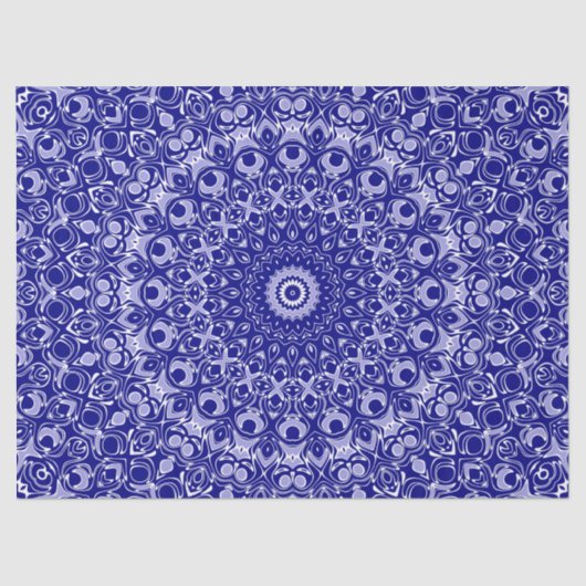 Mitternacht Blau und Weiß Mandala Muster Seidenpapier (Vorderseite)