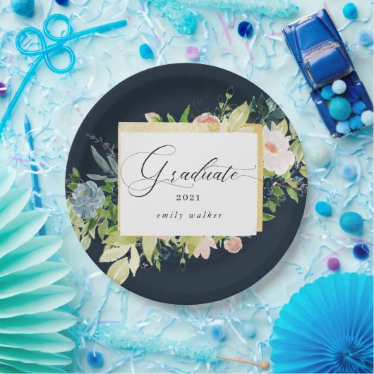 Mitternacht blaue Blütenblütenpapierplatte für den Pappteller (Party)