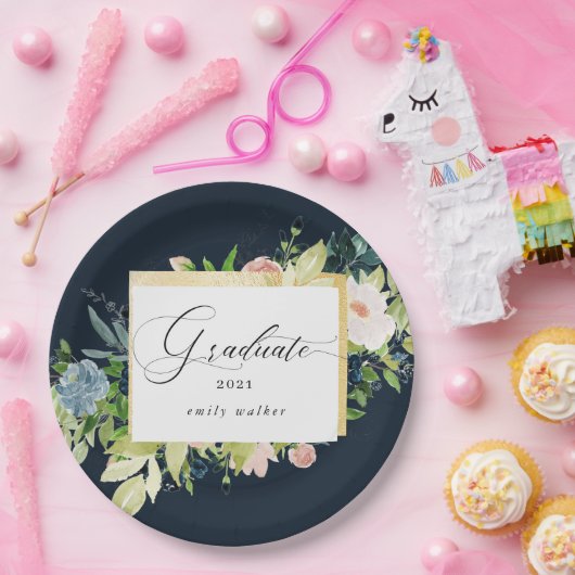 Mitternacht blaue Blütenblütenpapierplatte für den Pappteller (Party)