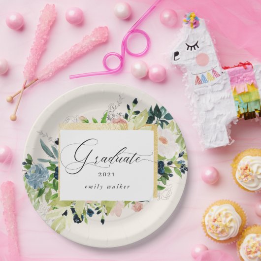 Mitternacht blaue Blütenblütenpapierplatte für den Pappteller (Party)