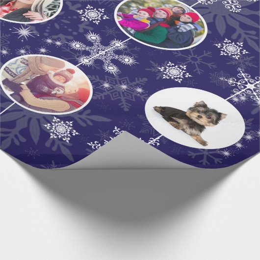 Mitternacht Blaue Weihnachten oder Hanukkah Schnee Geschenkpapier (Ecke)