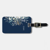 Mitternacht Blauer Botanischer Flor Gepäckanhänger (Vorderseite horizontal)