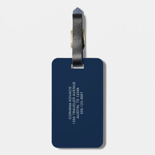 Mitternacht Blauer Botanischer Flor Gepäckanhänger (Rückseite vertikal)