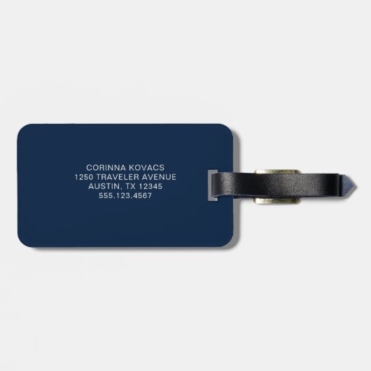 Mitternacht Blauer Botanischer Flor Gepäckanhänger (Rückseite horizontal)