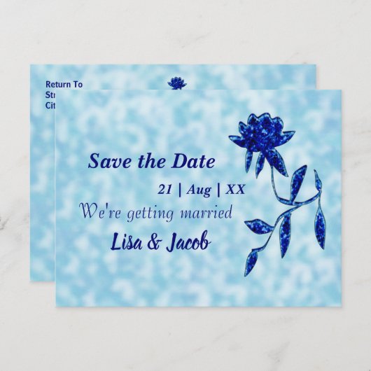 Mitternacht blauer Flora Postkarte (Vorne/Hinten)