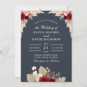 Mitternacht blauer tropischer Rose Einladung Hochz (Vorderseite)