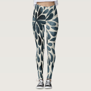 Mitternacht blaues Blumenmuster Muster Künstlerisc Leggings
