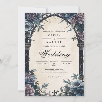 Mitternacht Bloom Arch Romantische Hochzeit Einladung