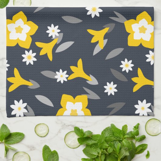 Mitternacht Bloom Geschirrtuch (Gefaltet)