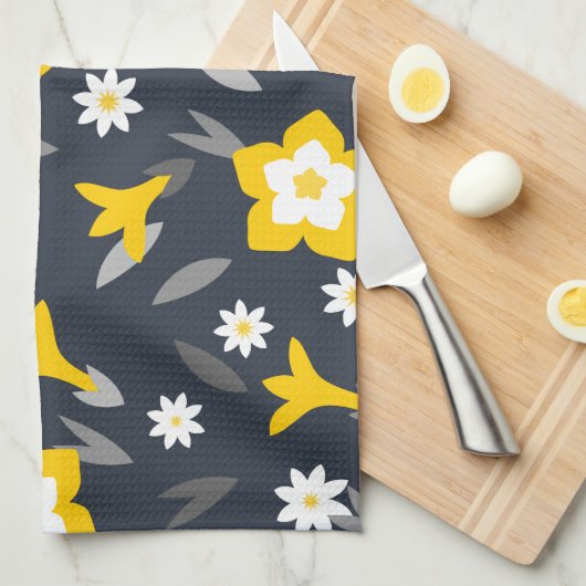 Mitternacht Bloom Geschirrtuch (Viertel Falte)