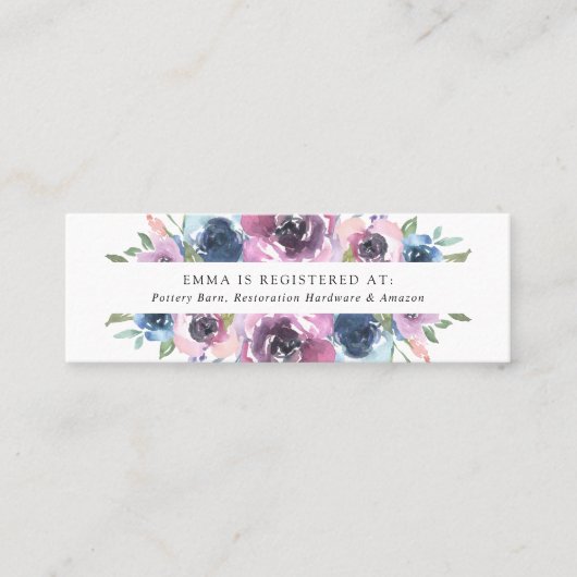 Mitternacht Blooms | Bridal Registry Cards Mini Visitenkarte (Vorderseite)