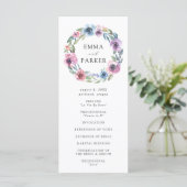 Mitternacht Blooms Floral Wreath | Hochzeitsfeier Programm (Stehend Vorderseite)