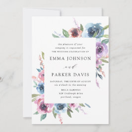 Mitternacht Blooms | Hochzeit mit Lila Blütenblume Einladung
