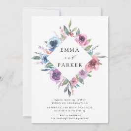 Mitternacht Blooms | Hochzeit mit Lila Blütenblume Einladung