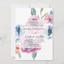 Mitternacht Blooms | Hochzeit mit Lila Blütenblume Einladung