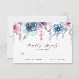 Mitternacht Blooms | Hochzeit mit Lila Blütenblume RSVP Karte