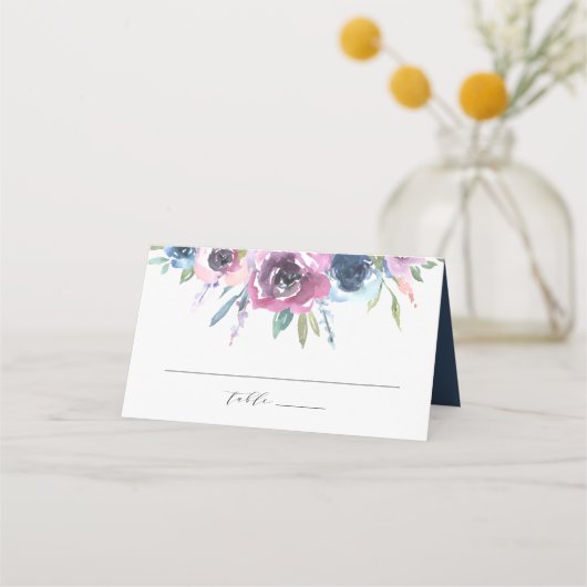 Mitternacht Blooms | Hochzeit Platzkarte (Vorderseite)