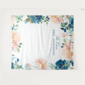 Mitternacht Blooms Navy florale Bridal Hintergrund Wandteppich (Vorderseite (Horizontal))