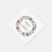 Mitternacht Blooms | Personalisierte Hochzeit Serviette (Ecke)