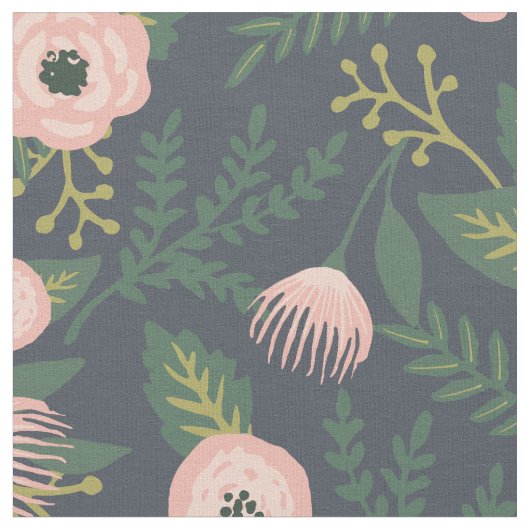 Mitternacht Blooms Stoff (Nahaufnahme)